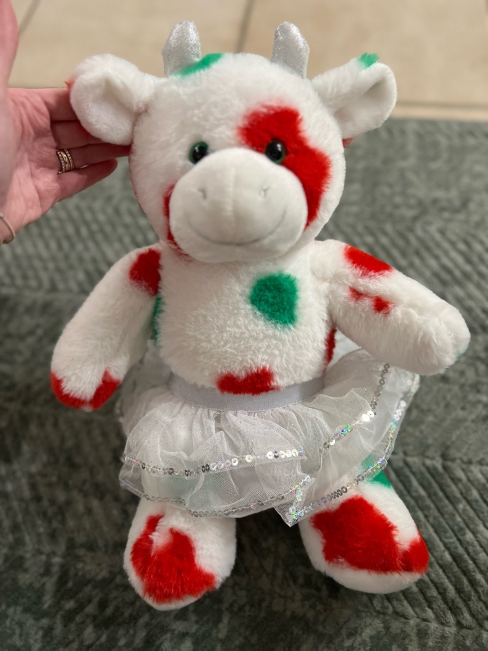 Build A Bear Mooey Christmas Cow Plush Stuffed Animal with tutu included